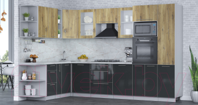 Кухонный гарнитур Интерлиния Мила Пластик 1.88x3.2 левая