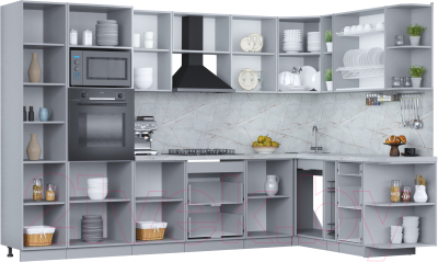 Кухонный гарнитур Интерлиния Мила Пластик 1.88x3.2 правая