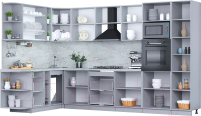 Кухонный гарнитур Интерлиния Мила Пластик 1.88x3.4 левая