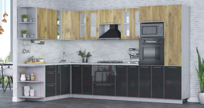 Кухонный гарнитур Интерлиния Мила Пластик 1.88x3.4 левая