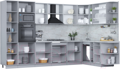 Кухонный гарнитур Интерлиния Мила Пластик 1.88x3.4 правая