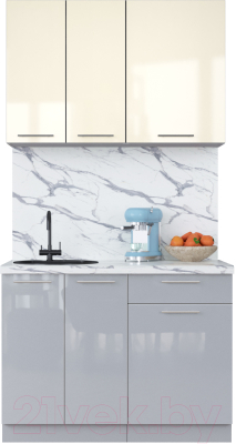 Кухонный гарнитур Интерлиния Мила Пластик 1.1 А - фото