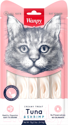 Лакомство для кошек Wanpy Cat Нежное пюре из тунца и креветок - фото