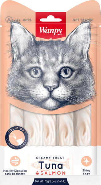 Лакомство для кошек Wanpy Cat Нежное пюре из тунца и лосося - фото