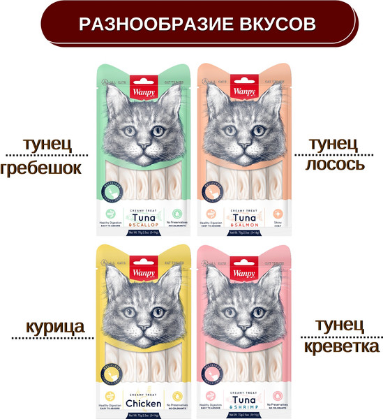 Лакомство для кошек Wanpy Cat Нежное пюре из тунца и лосося