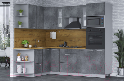 Кухонный гарнитур Интерлиния Мила 1.68x2.4 левая