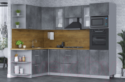 Кухонный гарнитур Интерлиния Мила 1.68x2.6 левая - фото