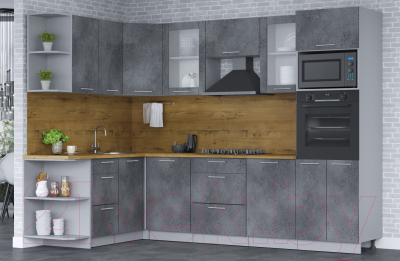 Кухонный гарнитур Интерлиния Мила 1.68x2.8 левая