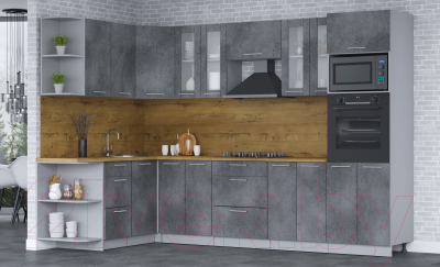 Кухонный гарнитур Интерлиния Мила 1.68x3.0 левая