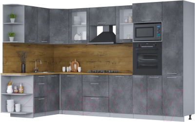 Кухонный гарнитур Интерлиния Мила 1.68x3.2 левая - фото