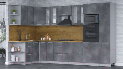 Кухонный гарнитур Интерлиния Мила 1.68x3.4 левая