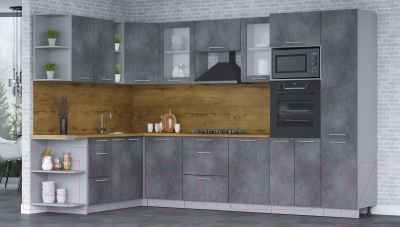 Кухонный гарнитур Интерлиния Мила 1.88x3.2 левая