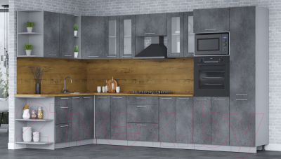 Кухонный гарнитур Интерлиния Мила 1.88x3.4 левая