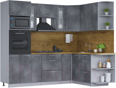 Кухонный гарнитур Интерлиния Мила 1.68x2.4 правая - фото