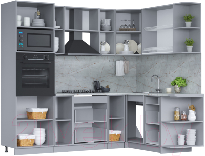 Кухонный гарнитур Интерлиния Мила 1.68x2.4 правая