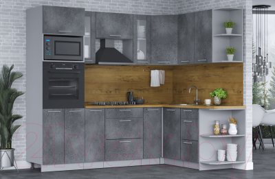 Кухонный гарнитур Интерлиния Мила 1.68x2.4 правая