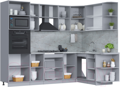 Кухонный гарнитур Интерлиния Мила 1.68x2.6 правая
