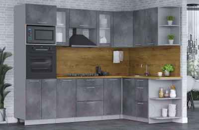 Кухонный гарнитур Интерлиния Мила 1.68x2.6 правая