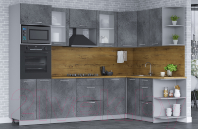 Кухонный гарнитур Интерлиния Мила 1.68x2.8 правая