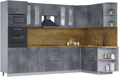 Кухонный гарнитур Интерлиния Мила 1.68x3.0 правая - фото