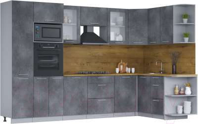 Кухонный гарнитур Интерлиния Мила 1.68x3.2 правая - фото