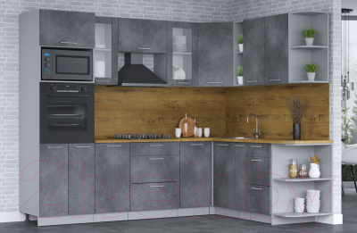 Кухонный гарнитур Интерлиния Мила 1.88x2.6 правая