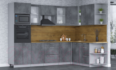 Кухонный гарнитур Интерлиния Мила 1.88x2.8 правая