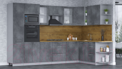 Кухонный гарнитур Интерлиния Мила 1.88x3.2 правая