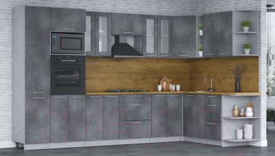 Кухонный гарнитур Интерлиния Мила 1.88x3.4 правая