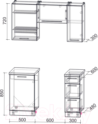 Кухонный гарнитур Интерлиния Мила Пластик 1.4 А