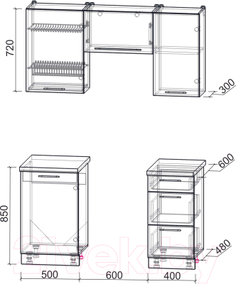 Кухонный гарнитур Интерлиния Мила Пластик 1.8 А