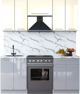 Кухонный гарнитур Интерлиния Мила Пластик 1.9 А - фото