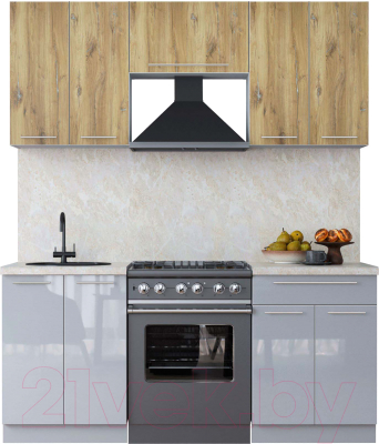 Кухонный гарнитур Интерлиния Мила Пластик 1.9 А - фото