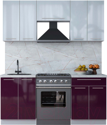 Кухонный гарнитур Интерлиния Мила Пластик 1.9 А - фото