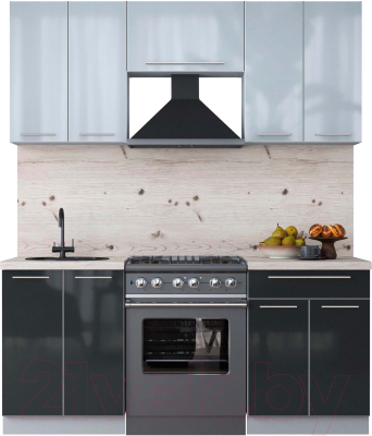 Кухонный гарнитур Интерлиния Мила Пластик 1.9 А - фото