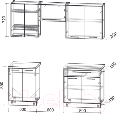 Кухонный гарнитур Интерлиния Мила Пластик 2.0 А