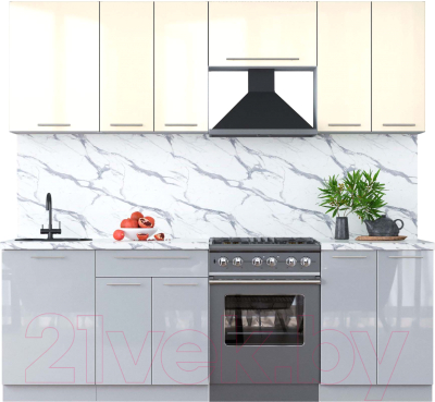 Кухонный гарнитур Интерлиния Мила Пластик 2.3 А - фото
