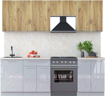 Кухонный гарнитур Интерлиния Мила Пластик 2.3 А - фото