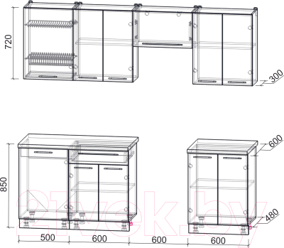 Кухонный гарнитур Интерлиния Мила Пластик 2.3 А