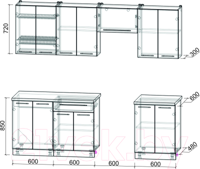 Кухонный гарнитур Интерлиния Мила Пластик 2.4 А