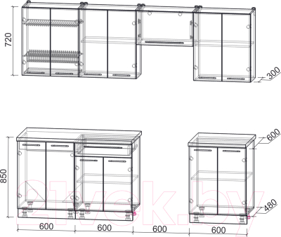 Кухонный гарнитур Интерлиния Мила Пластик 2.4 А