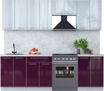 Кухонный гарнитур Интерлиния Мила Пластик 2.4 А - фото