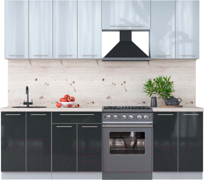 Кухонный гарнитур Интерлиния Мила Пластик 2.4 А - фото