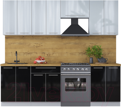 Кухонный гарнитур Интерлиния Мила Пластик 2.4 А - фото