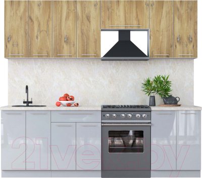 Кухонный гарнитур Интерлиния Мила Пластик 2.5 А - фото