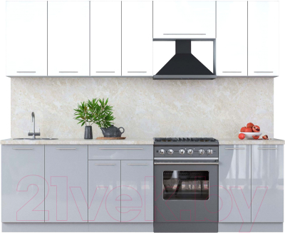 Кухонный гарнитур Интерлиния Мила Пластик 2.6 А - фото