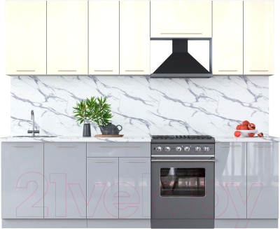 Кухонный гарнитур Интерлиния Мила Пластик 2.6 А - фото