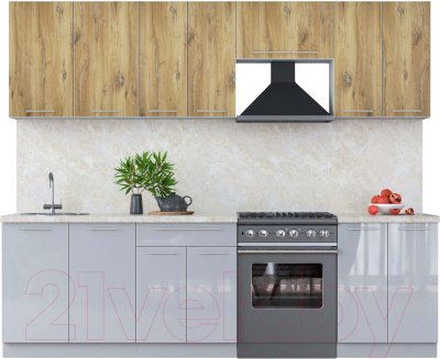 Кухонный гарнитур Интерлиния Мила Пластик 2.6 А - фото