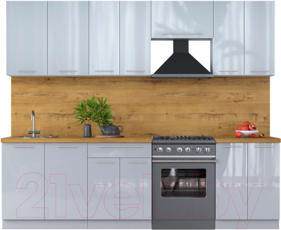 Кухонный гарнитур Интерлиния Мила Пластик 2.6 А - фото