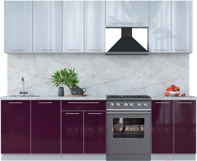 Кухонный гарнитур Интерлиния Мила Пластик 2.6 А - фото